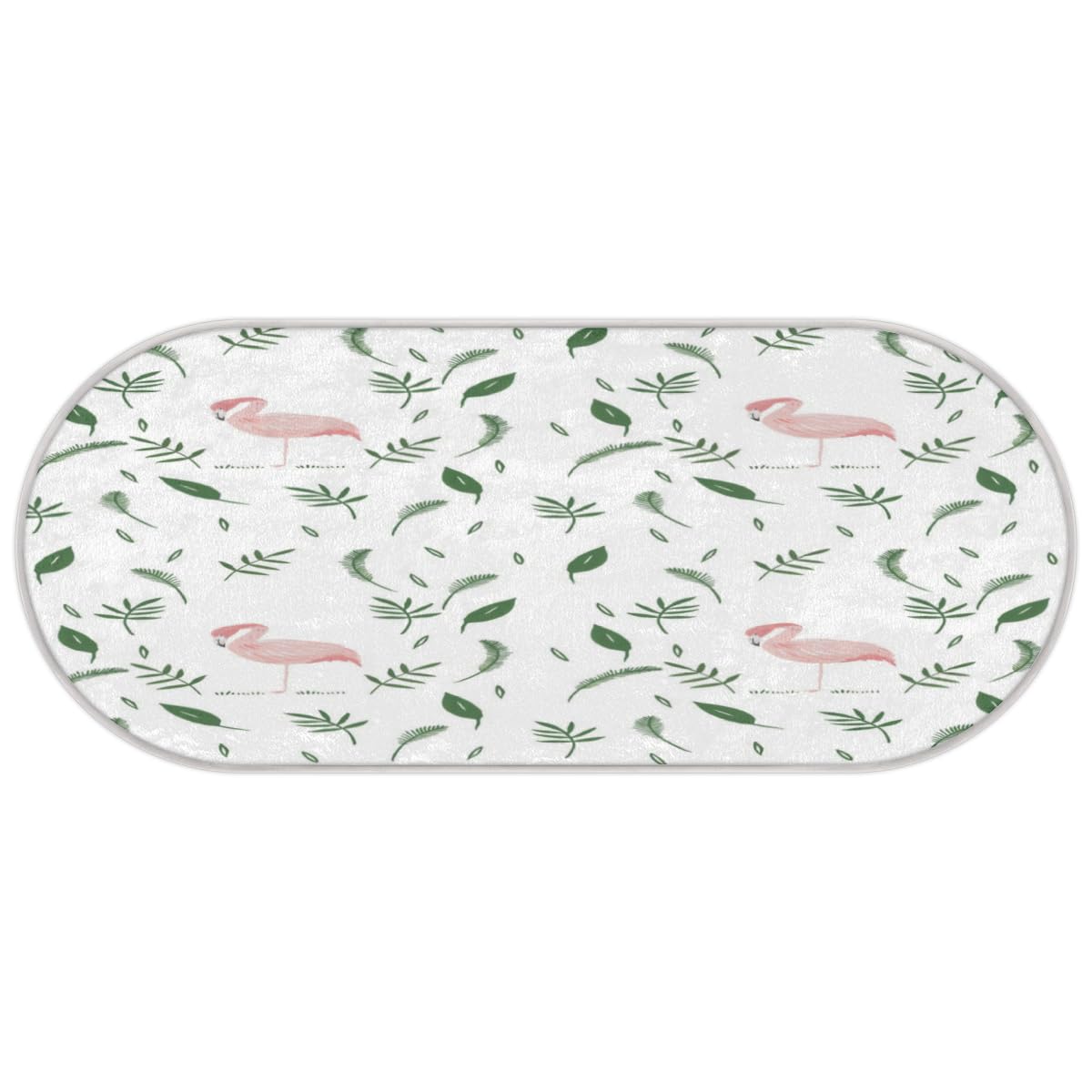 Tavisto Flamingo Green Fluffy Oval Shaggy Rugs for Bedroom Aesthetic Plush Floor Mat - Soft and Absorbent - Ideal for Living Room,Home Decor, and Playrooms