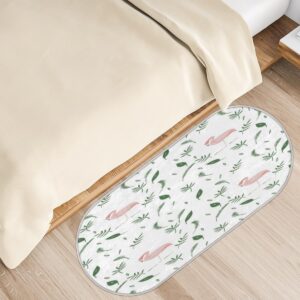 Tavisto Flamingo Green Fluffy Oval Shaggy Rugs for Bedroom Aesthetic Plush Floor Mat - Soft and Absorbent - Ideal for Living Room,Home Decor, and Playrooms