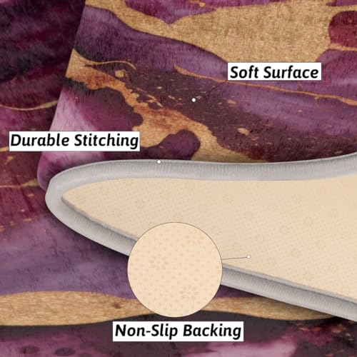 Tavisto The Purple Marble Fluffy Oval Shaggy Rugs for Bedroom Aesthetic Plush Floor Mat - Soft and Absorbent - Ideal for Living Room,Home Decor, and Playrooms