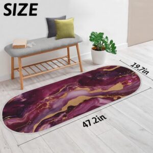 Tavisto The Purple Marble Fluffy Oval Shaggy Rugs for Bedroom Aesthetic Plush Floor Mat - Soft and Absorbent - Ideal for Living Room,Home Decor, and Playrooms