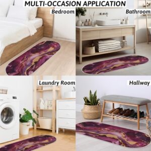 Tavisto The Purple Marble Fluffy Oval Shaggy Rugs for Bedroom Aesthetic Plush Floor Mat - Soft and Absorbent - Ideal for Living Room,Home Decor, and Playrooms