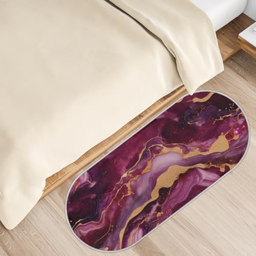 Tavisto The Purple Marble Fluffy Oval Shaggy Rugs for Bedroom Aesthetic Plush Floor Mat - Soft and Absorbent - Ideal for Living Room,Home Decor, and Playrooms