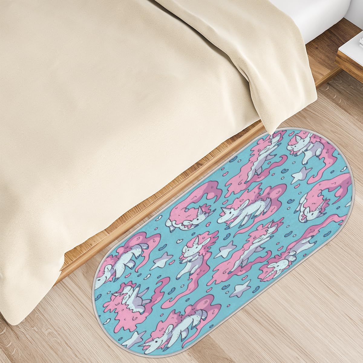 Tavisto Pink Unicorn Fluffy Oval Shaggy Rugs for Bedroom Aesthetic Plush Floor Mat - Soft and Absorbent - Ideal for Living Room,Home Decor, and Playrooms