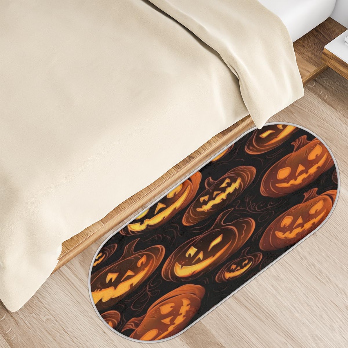 Tavisto Halloween Scary Pumpkins Fluffy Oval Shaggy Rugs for Bedroom Aesthetic Plush Floor Mat - Soft and Absorbent - Ideal for Living Room,Home Decor, and Playrooms