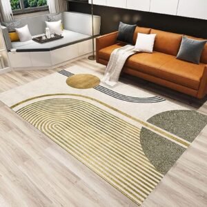 BOWESI Area Rugs 6x8ft, Boho Modern Geometry Abstract Gold Sun Living Room Rugs, Contemporary Mid Century Minimalist Noise-Cancelling Rugs, Fluffy Soft Durable for Hotel Home Decor Yoga Room Patio