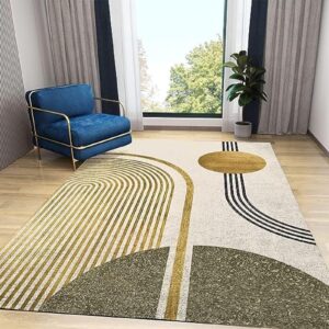 BOWESI Area Rugs 6x8ft, Boho Modern Geometry Abstract Gold Sun Living Room Rugs, Contemporary Mid Century Minimalist Noise-Cancelling Rugs, Fluffy Soft Durable for Hotel Home Decor Yoga Room Patio