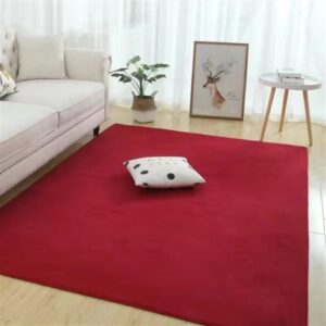 ueauy super soft area rug thickened luxury plush rugs indoor fuzzy solid color rectangle fluffy carpets red 1.6 x 2.6 feet