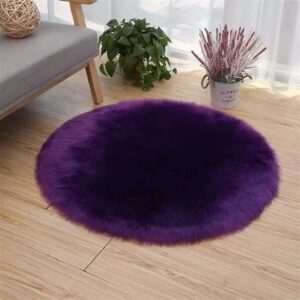 gibz plush carpet round soft touch area rug playing mat modern indoor plush fluffy rugs for bedroom kidsroom living room purple 30x30cm