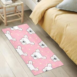 Fluffy Floor Carpet-French Bulldog-39x20in Front Door Mat Indoor Machine Washable Carpet,Aesthetic Rug