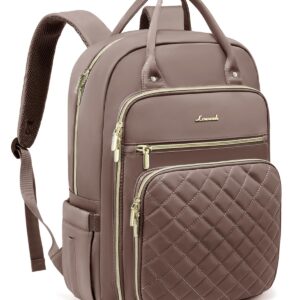 LOVEVOOK Women's 27-Liter Laptop Backpack, Brown, 16.9 x 12 x 7.9 in