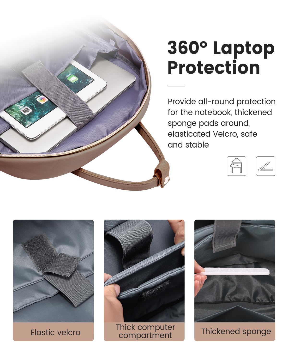LOVEVOOK Women's 27-Liter Laptop Backpack, Brown, 16.9 x 12 x 7.9 in