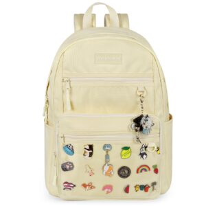 steamedbun aesthetic backpack for teen girls, kawaii backpack for school, cute ita backpack with insert(beign)