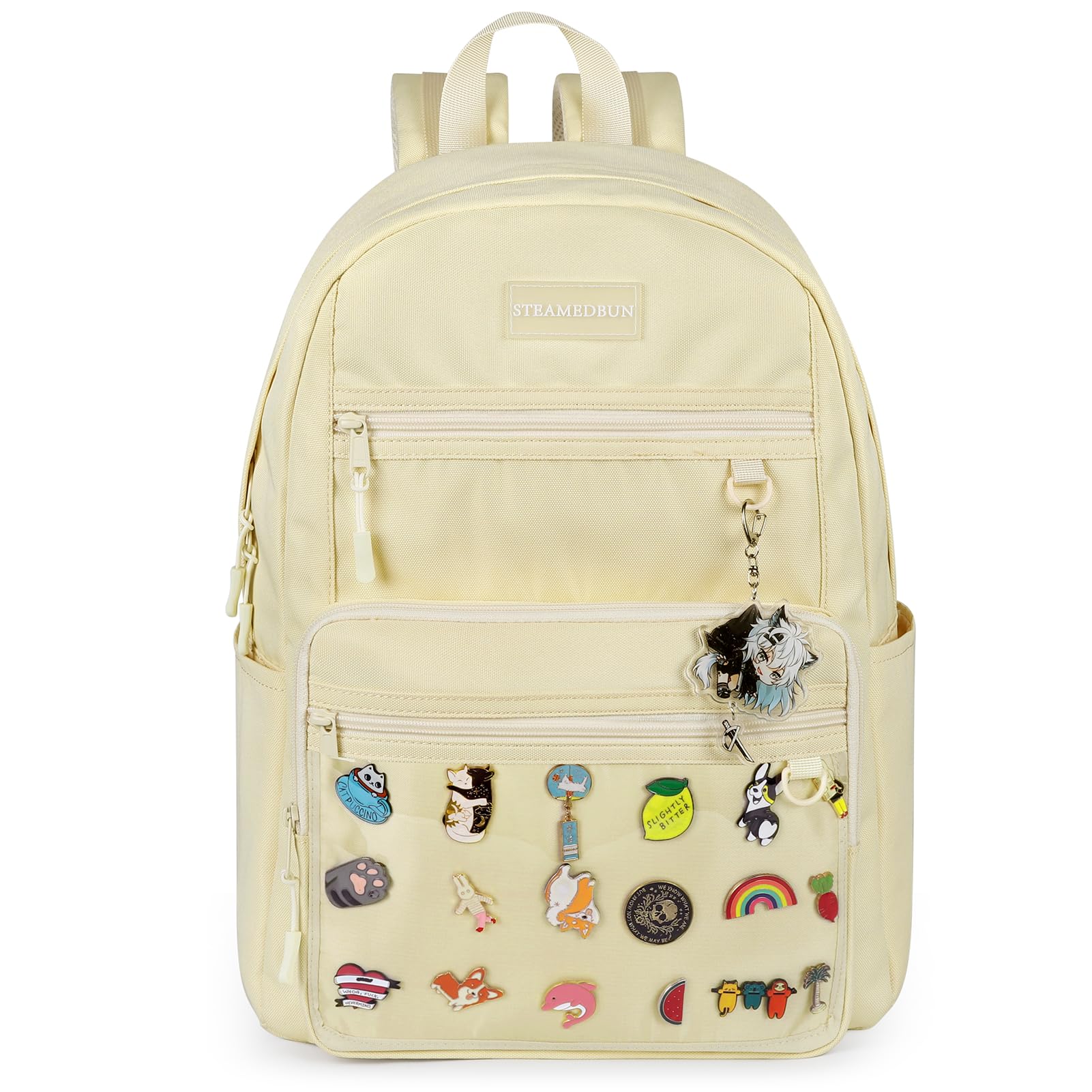 STEAMEDBUN Aesthetic Backpack for Teen Girls, Kawaii Backpack for School, Cute Ita Backpack with Insert(beign)