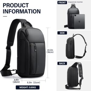 Tfro & Cile Sling Bag for Men Crossbody Bags Shoulder Backpacks Casual Daypack Bag Black Chest Backpack for Hiking Ridding