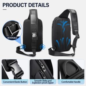 Tfro & Cile Sling Bag for Men Crossbody Bags Shoulder Backpacks Casual Daypack Bag Black Chest Backpack for Hiking Ridding