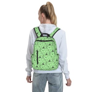 SWEET TANG Backpack Travel, Work Bookbag Aliens Savage Dinosaurs Green Casual Daypacks with Water Bottle Pocket