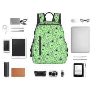 SWEET TANG Backpack Travel, Work Bookbag Aliens Savage Dinosaurs Green Casual Daypacks with Water Bottle Pocket