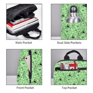 SWEET TANG Backpack Travel, Work Bookbag Aliens Savage Dinosaurs Green Casual Daypacks with Water Bottle Pocket