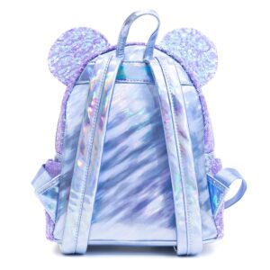 Loungefly Disney Mini Backpack, Minnie Mouse Celebration Iridescent Sequin, Disney Celebration