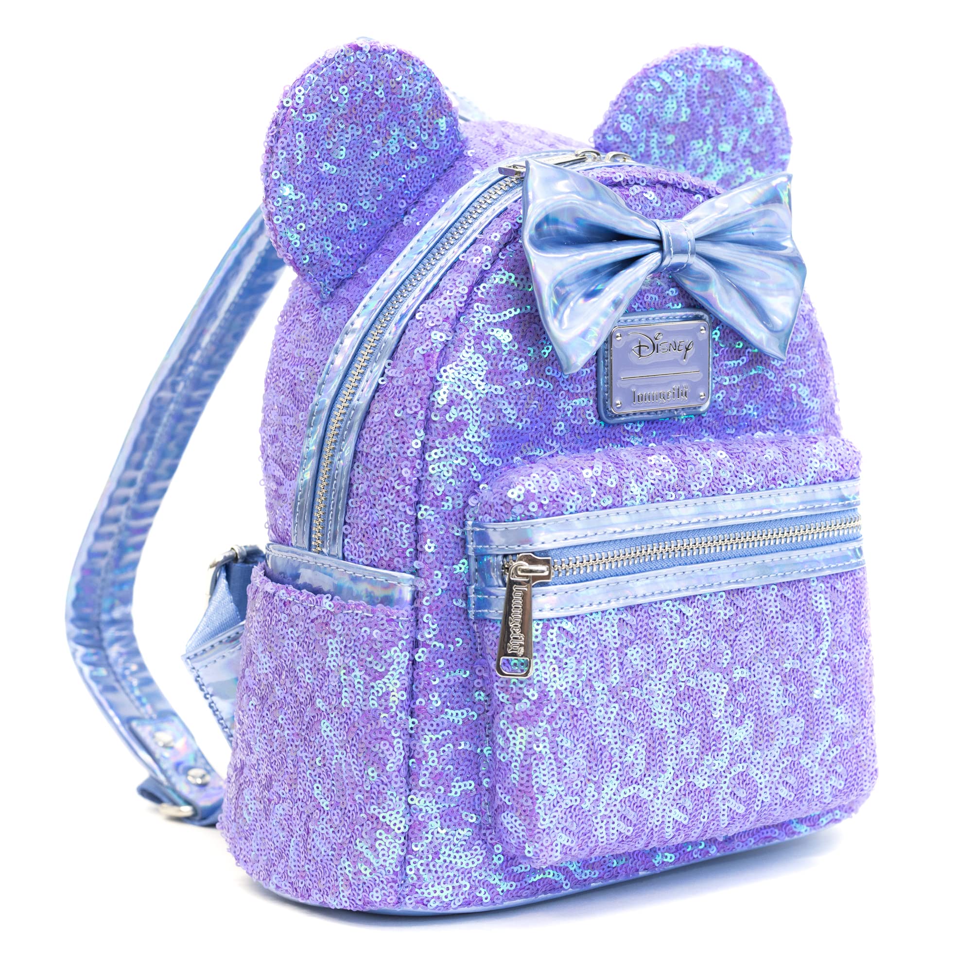 Loungefly Disney Mini Backpack, Minnie Mouse Celebration Iridescent Sequin, Disney Celebration