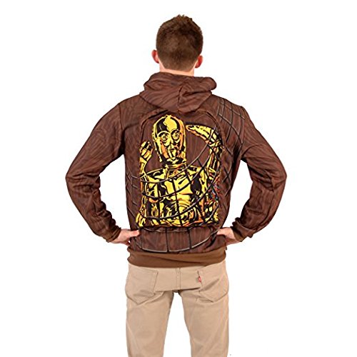 Star Wars Chewbacca & Threepio Fleece Zip Hoodie and Backpack (Small) Brown