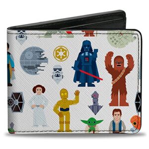 buckle-down wallet bifold pu star wars classic characters and icons collage white