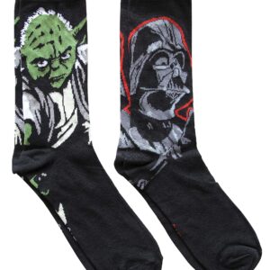 STAR WARS Darth Vader and Yoda Men's Crew Socks 2 Pair Pack Shoe Size 6-12