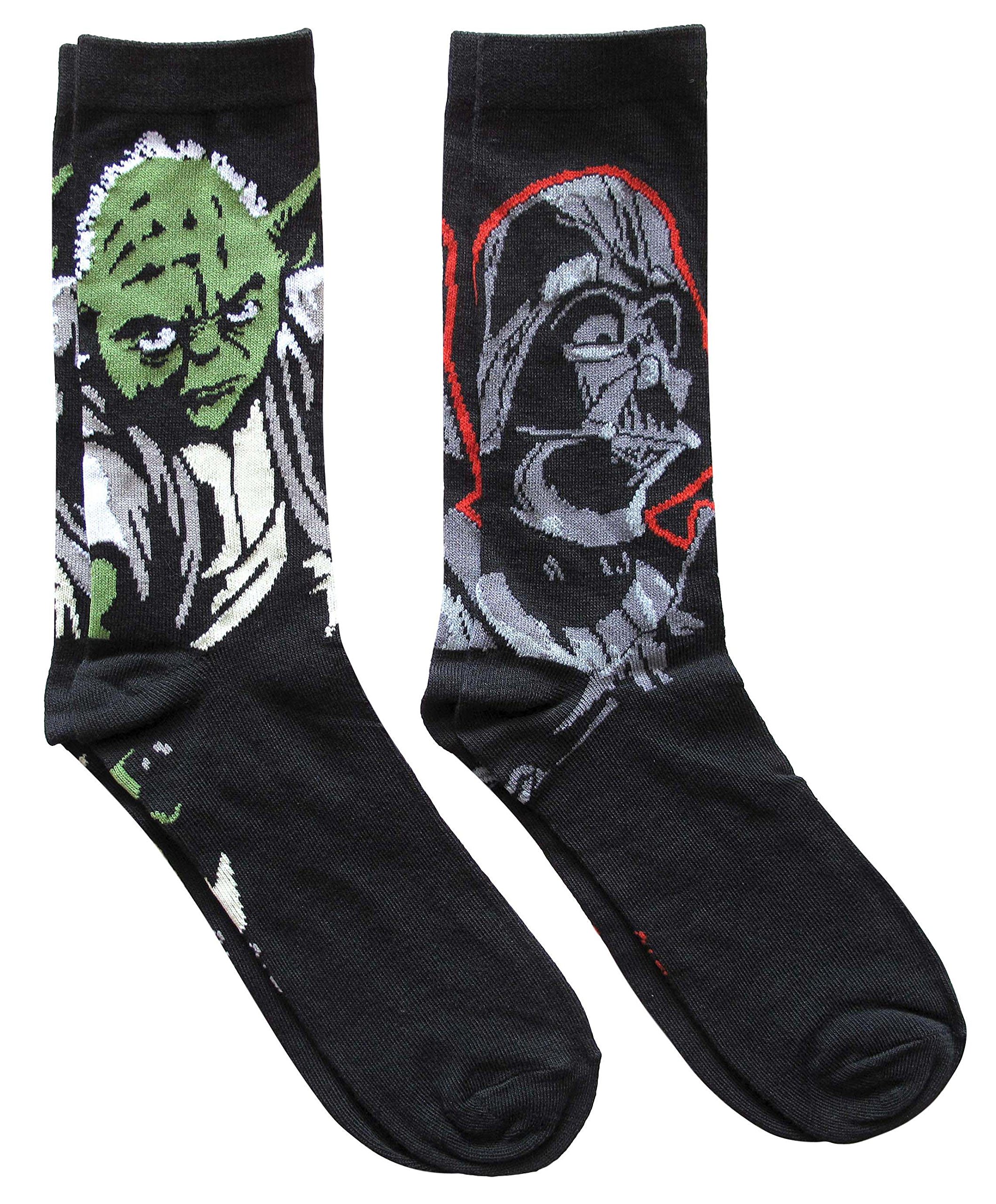 STAR WARS Darth Vader and Yoda Men's Crew Socks 2 Pair Pack Shoe Size 6-12