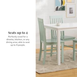 Walker Edison 4 Person Modern Farmhouse Wood Small Dining Table Dining Room Kitchen Table Set 4 Chairs Set, 48 Inch, White and Grey