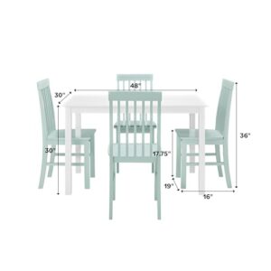 Walker Edison 4 Person Modern Farmhouse Wood Small Dining Table Dining Room Kitchen Table Set 4 Chairs Set, 48 Inch, White and Grey