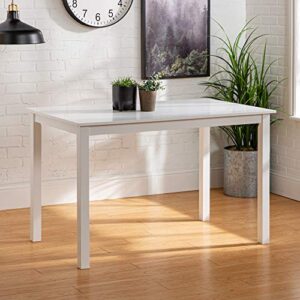 Walker Edison 4 Person Modern Farmhouse Wood Small Dining Table Dining Room Kitchen Table Set 4 Chairs Set, 48 Inch, White and Grey
