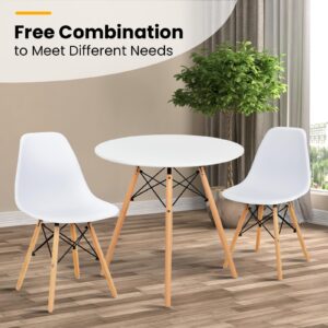 Tangkula Round Dining Table Set for 4, Kitchen Table Set with Seat & Solid Wood Legs, Round Kitchen Table and Chairs for Small Space, White