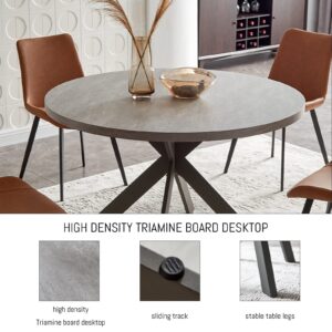 Zerifevni 47" Round Dining Table Set, Mid Century Modern Round Dining Table for 4-6 Person, Steel Legs, Leisure Coffee Table for Kitchen Dining Room, Save Space