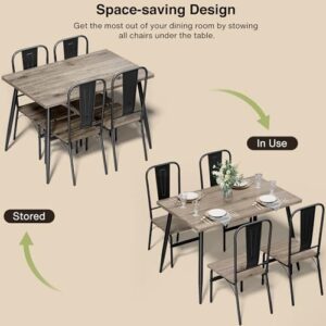 Gizoon Dining Table Set for 4 with One Table and Four Chairs, Small Space Dinette for Kitchen, Dining Room, Bistro, Modern Kitchen Table Set for Small Space, Apartment