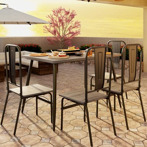 Gizoon Dining Table Set for 4 with One Table and Four Chairs, Small Space Dinette for Kitchen, Dining Room, Bistro, Modern Kitchen Table Set for Small Space, Apartment