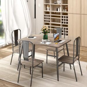 Gizoon Dining Table Set for 4 with One Table and Four Chairs, Small Space Dinette for Kitchen, Dining Room, Bistro, Modern Kitchen Table Set for Small Space, Apartment