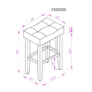 GLANZEND 5 Piece Square, Industrial Breakfast Table + 4 Upholstered Stools, Bistro Dining Set, for Living, Small Apartment, Farmhouse, Game Room, Gray