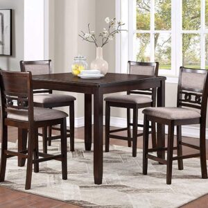 New Classic Furniture Gia 5-Piece Dining Table with Four Chairs, 42" Counter Set, Cherry