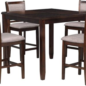 New Classic Furniture Gia 5-Piece Dining Table with Four Chairs, 42" Counter Set, Cherry