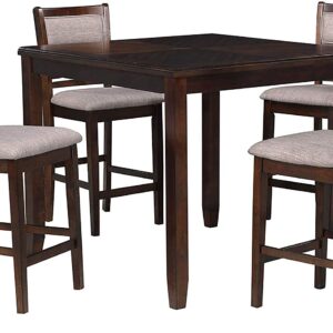 New Classic Furniture Gia 5-Piece Dining Table with Four Chairs, 42" Counter Set, Cherry