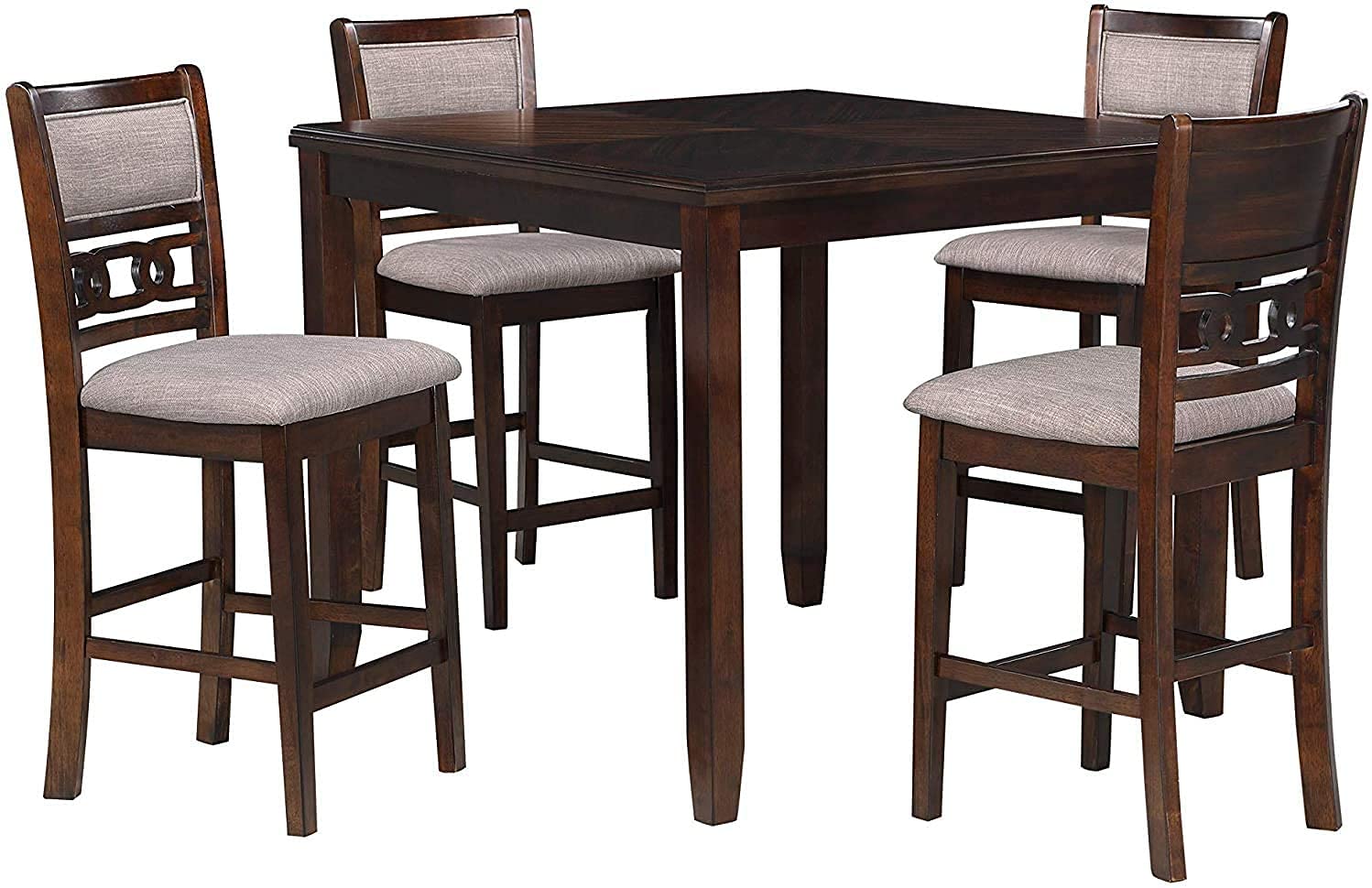 New Classic Furniture Gia 5-Piece Dining Table with Four Chairs, 42" Counter Set, Cherry