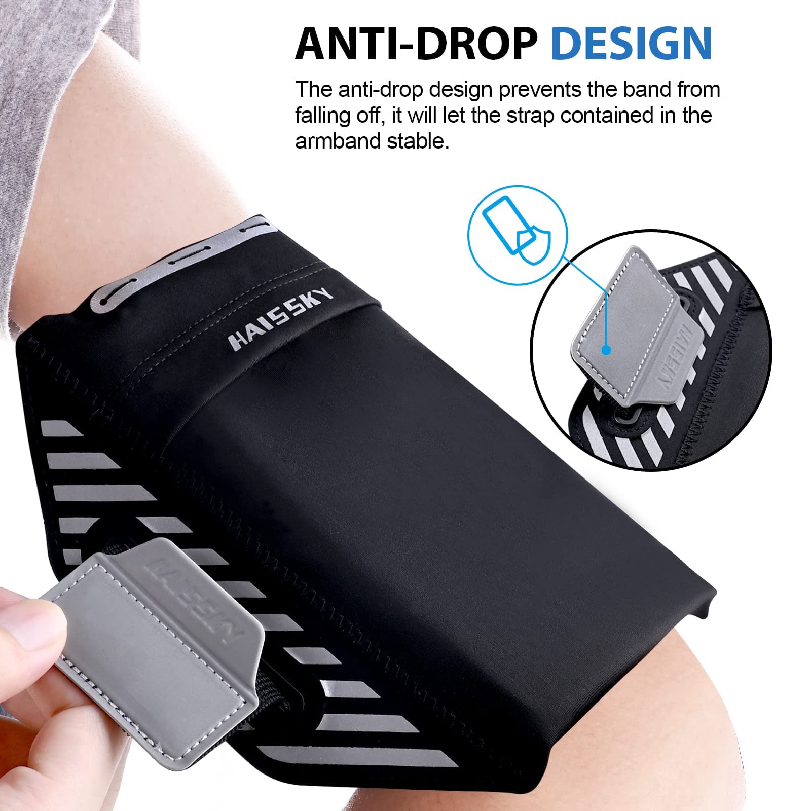 Running Cell Phone Armband with Earbuds Pocket, Up to 6.7 inch Phone Key Holder for iPhone 14 Pro Max/12 13 14 Pro/11/XS/XR/X, Sports Arm Bands with Strap for Runners, Women, Men, Exercise & Gym