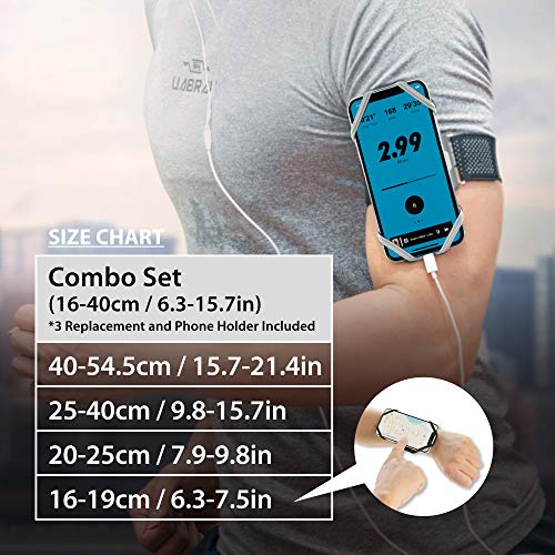 【Bone】 Run Tie Running Armband Phone Holder, Cell Phone Arm Band for Apple iPhone 14 13 12 11 Pro Max Mini XS XR X 8 7 6 Plus Galaxy S10 S9 S8 Smartphone, Phone Size 4-6.7" Black XL