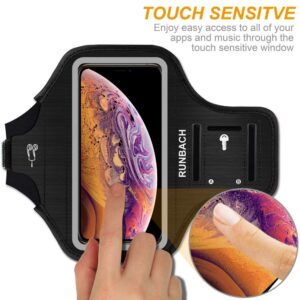 RUNBACH Armband for iPhone 15/15 Pro/14/14 Pro/13/13 Pro/12/12 Pro/11/XR,Sweatproof Running Exercise Bag with Card Slot for iPhone 15,14,13,12,11,iPhone XR(Black)