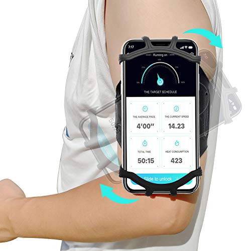 BUMOVE Running Armband for iPhone 15 14 13 12 Pro Max Plus, Samsung Galaxy S24 S23 S22 Ultra Note,Fits All 4-6.7 Inch Smart Phones, with Key Holder Arm Band (Black)