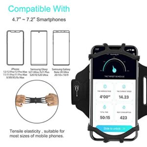BUMOVE Running Armband for iPhone 15 14 13 12 Pro Max Plus, Samsung Galaxy S24 S23 S22 Ultra Note,Fits All 4-6.7 Inch Smart Phones, with Key Holder Arm Band (Black)