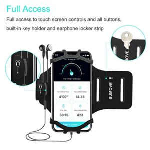 BUMOVE Running Armband for iPhone 15 14 13 12 Pro Max Plus, Samsung Galaxy S24 S23 S22 Ultra Note,Fits All 4-6.7 Inch Smart Phones, with Key Holder Arm Band (Black)