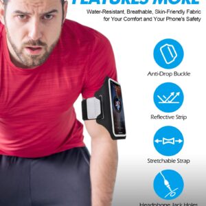 Phone Holder Running Armband for iPhone 15 14 13 12 Pro Max/Plus, with Zipper Pouch for Earphone Key & Card Slot, Gym Running Workouts Exercise Phone Arm Band for Android Samsung for 6.8" Phones