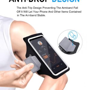 Phone Holder Running Armband for iPhone 15 14 13 12 Pro Max/Plus, with Zipper Pouch for Earphone Key & Card Slot, Gym Running Workouts Exercise Phone Arm Band for Android Samsung for 6.8" Phones