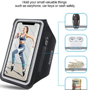 Phone Holder Running Armband for iPhone 15 14 13 12 Pro Max/Plus, with Zipper Pouch for Earphone Key & Card Slot, Gym Running Workouts Exercise Phone Arm Band for Android Samsung for 6.8" Phones